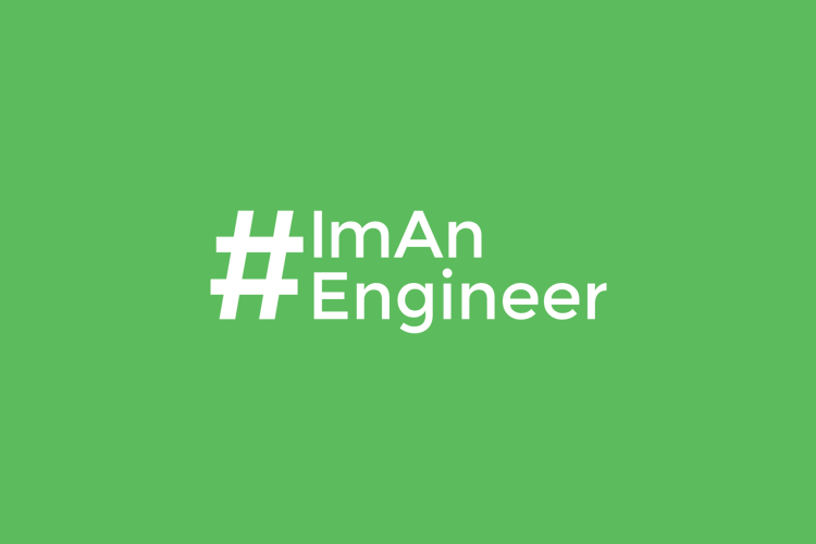 #ImAnEngineer white logo against green background 