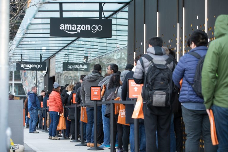 Line waiting for Amazon Go
