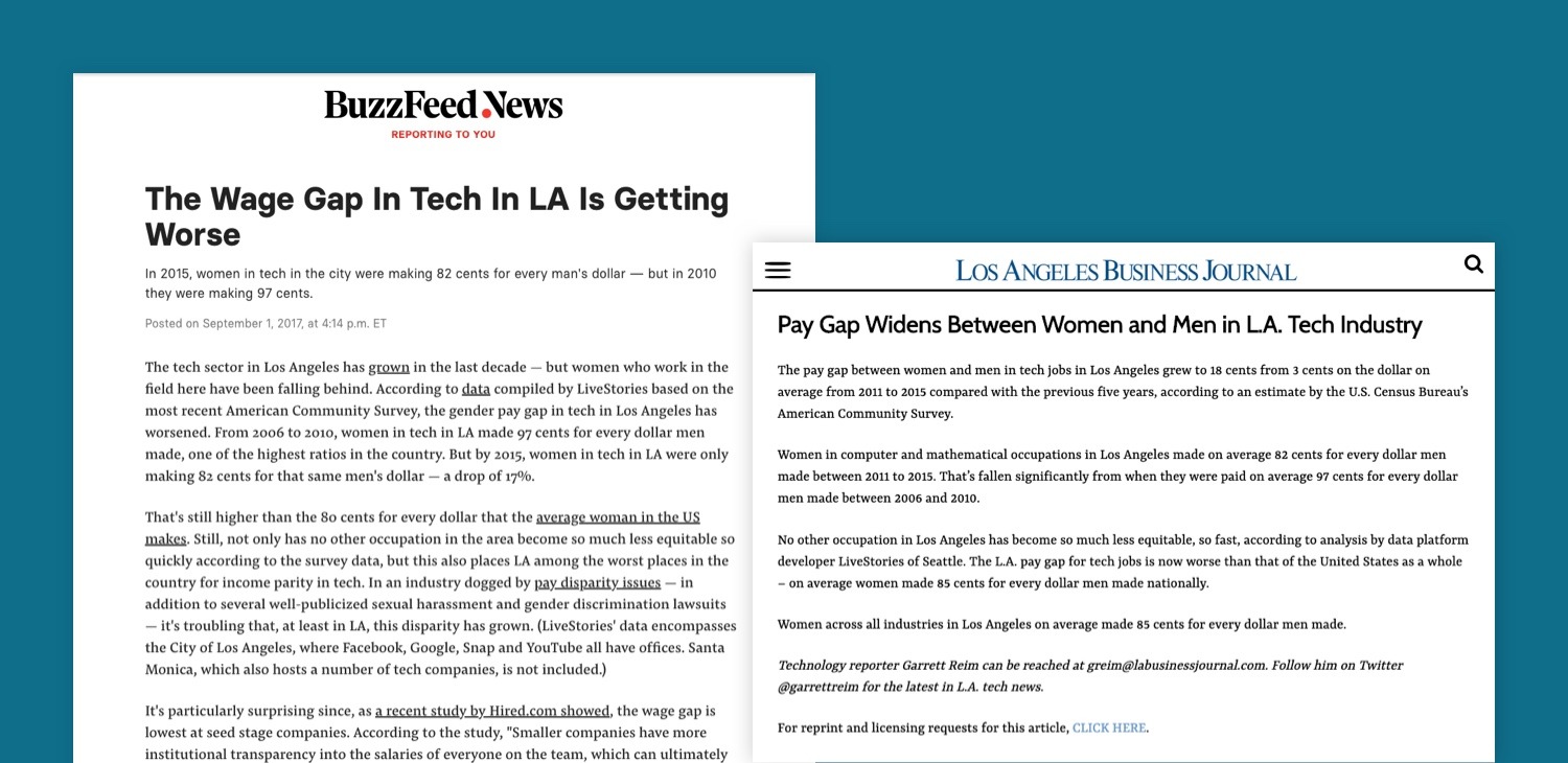 LiveStories BuzzFeed News and Los Angeles Business Journal PR placements