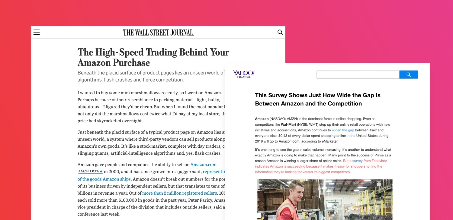 Feedvisor The Wall Street Journal and Yahoo! Finance PR placements