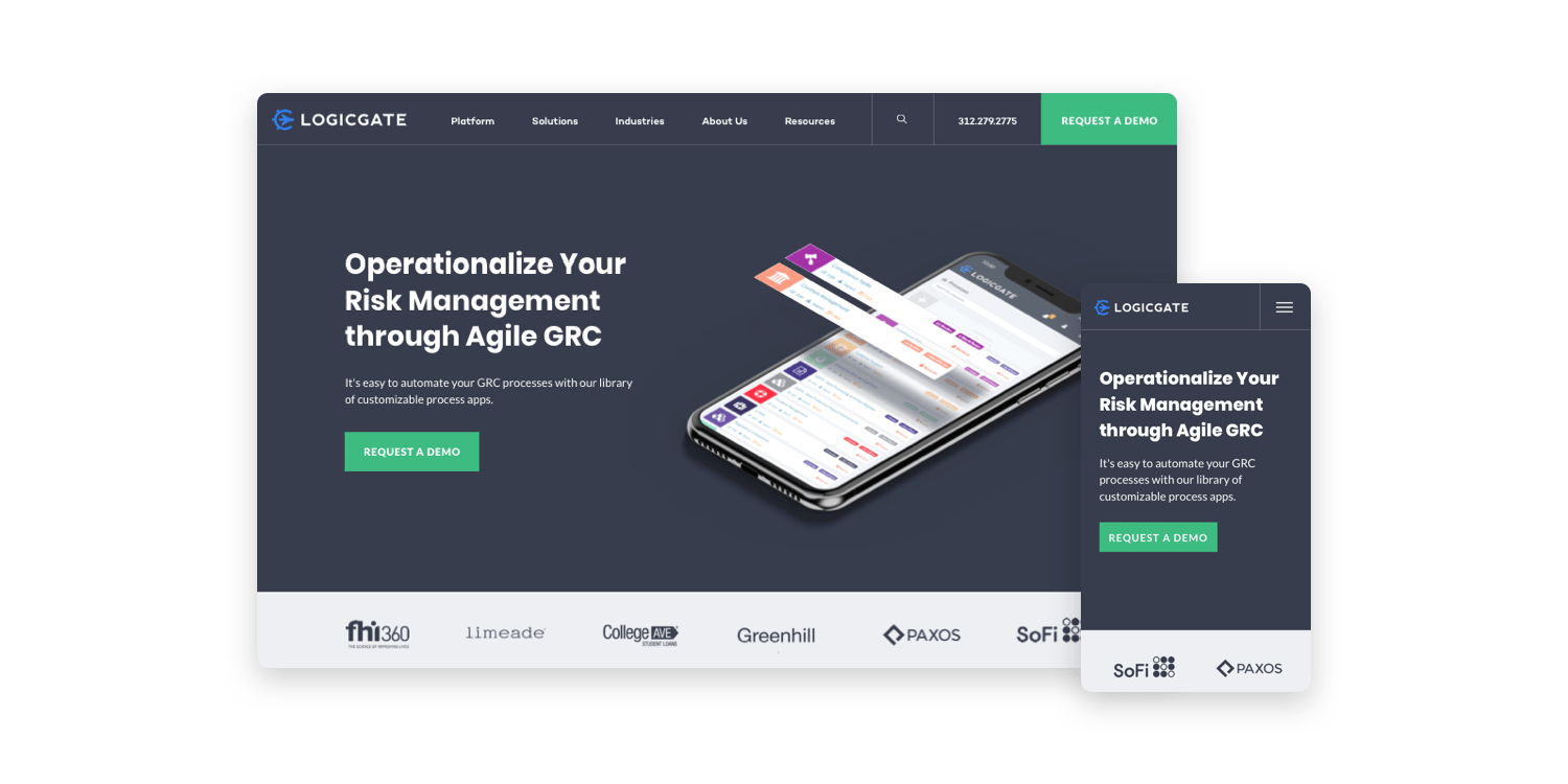LogicGate homepage mockup