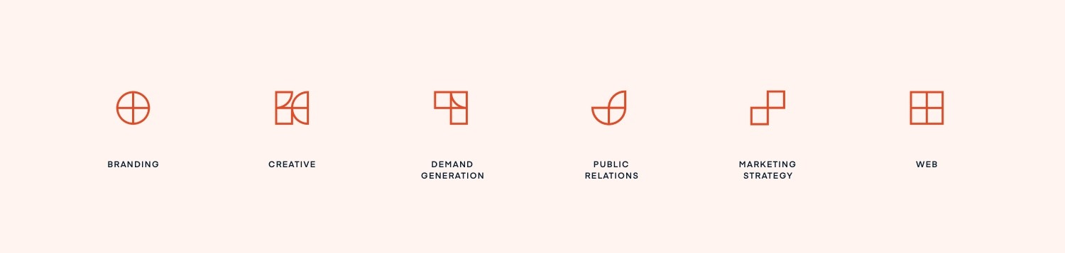 Icons for Walker Sands' six core capabilities