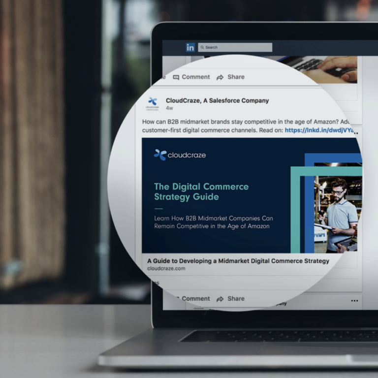 open laptop displaying CloudCraze LinkedIn post