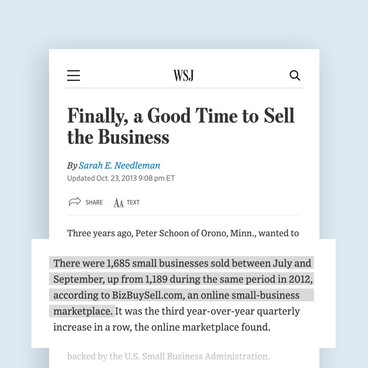 BizBuySell The Wall Street Journal PR placement