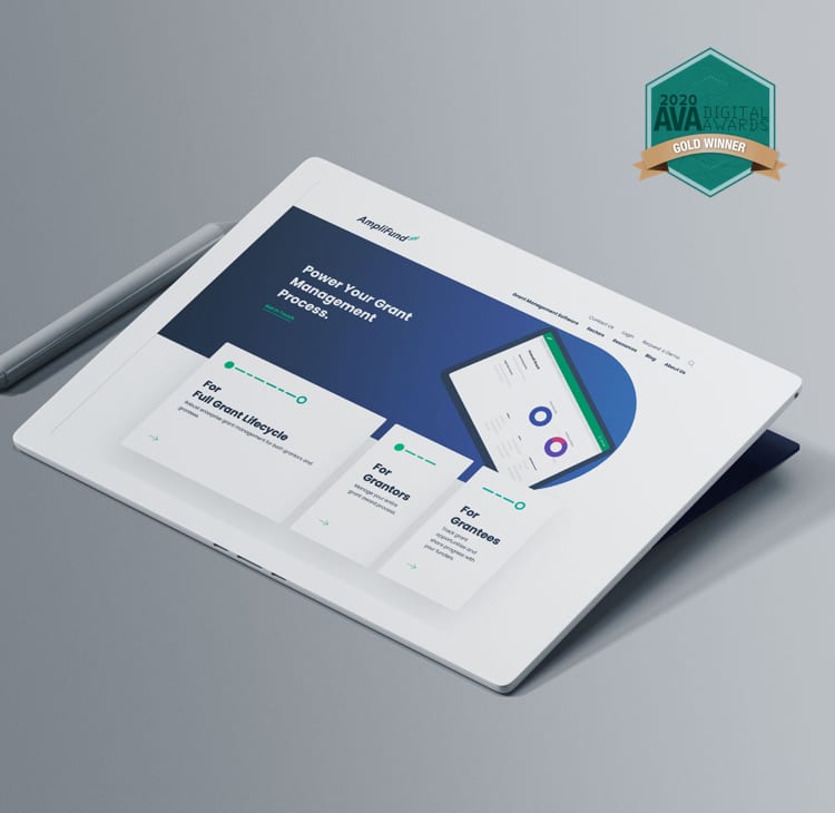 AmpliFund website on tablet mock-up