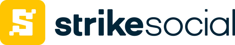 strike social logo with a pixelated white "s" in a yellow square