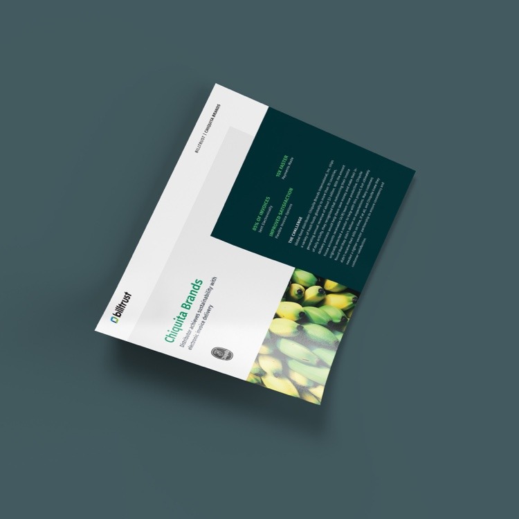 Mockup of Billtrust direct mail marketing material