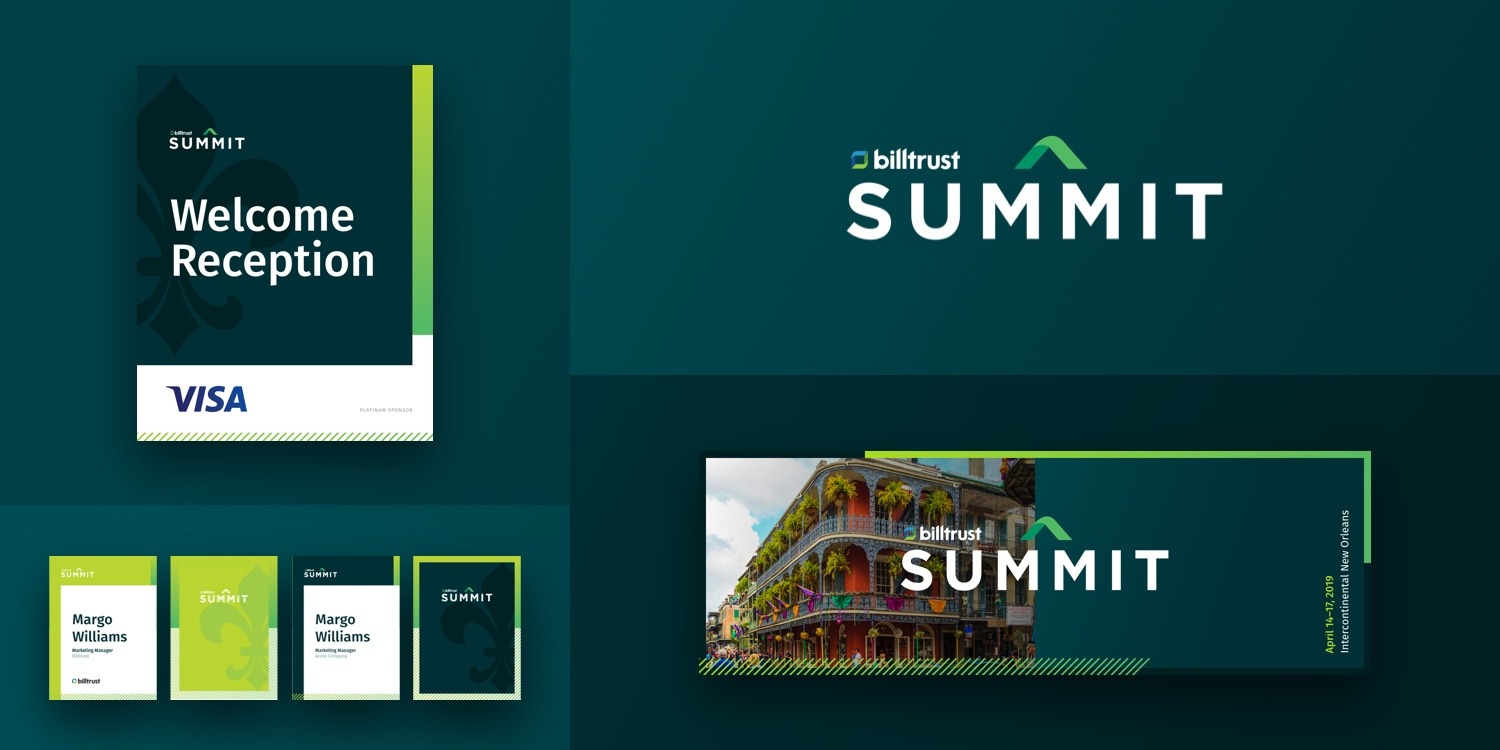 Mockup of Billtrust marketing materials for their annual Summit conference 