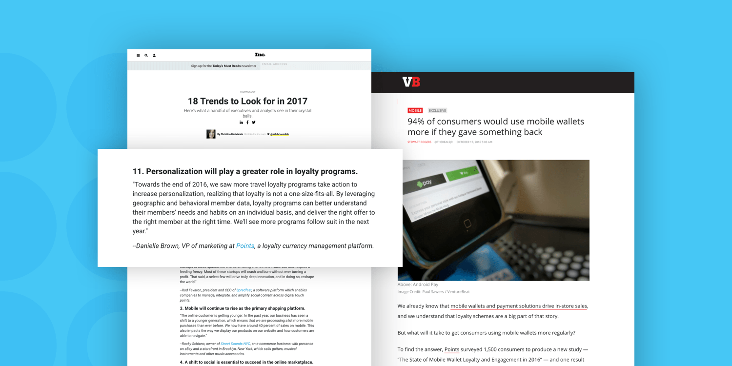 Points Inc. and VentureBeat PR placements
