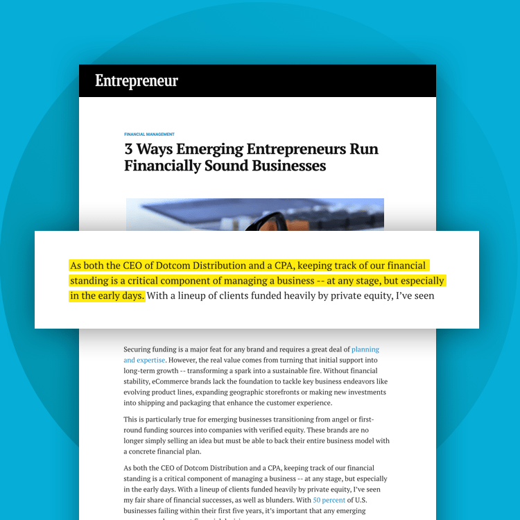 Dotcom Distribution Entrepreneur PR placement