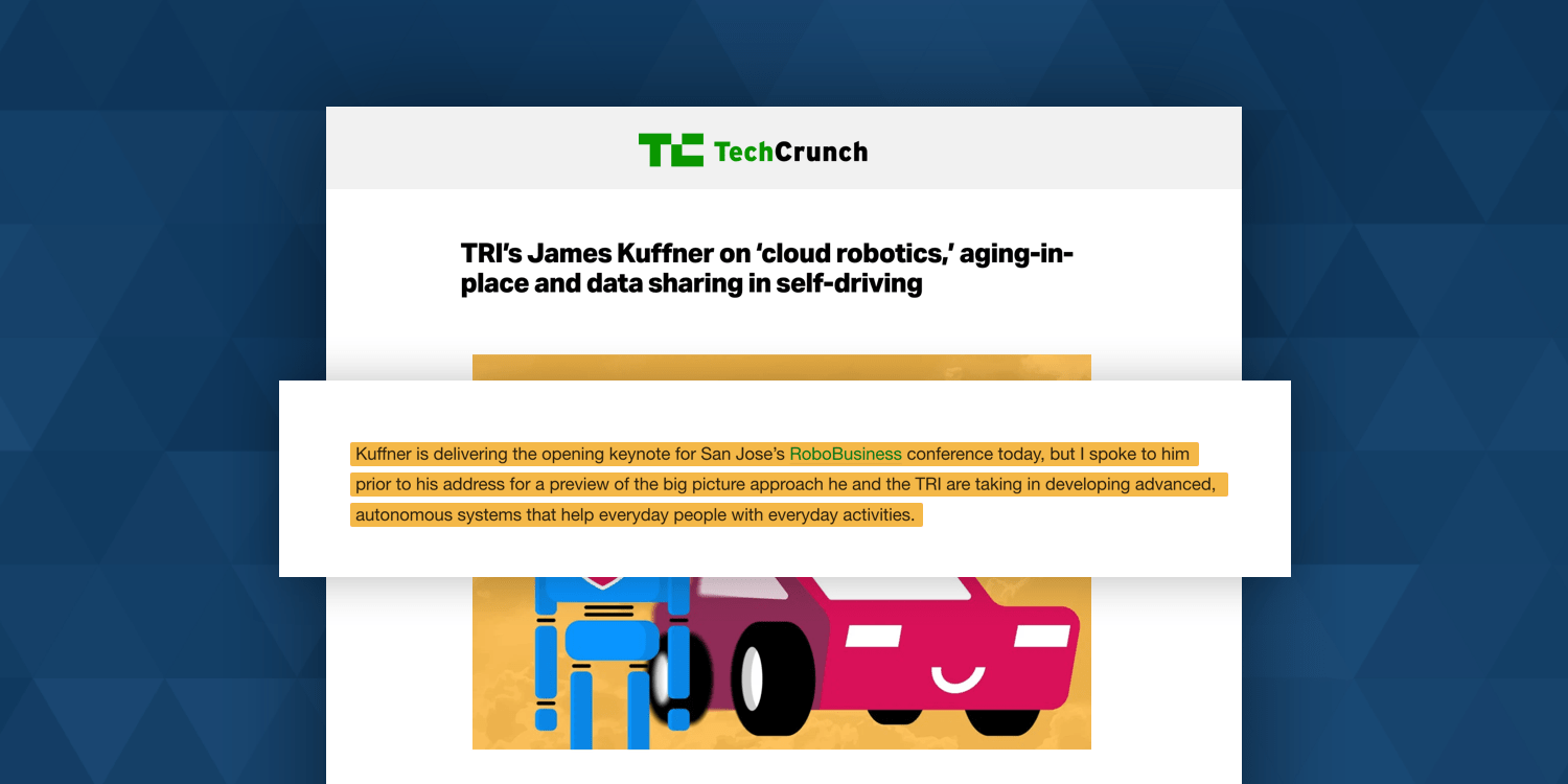 RoboBusiness TechCrunch PR placement