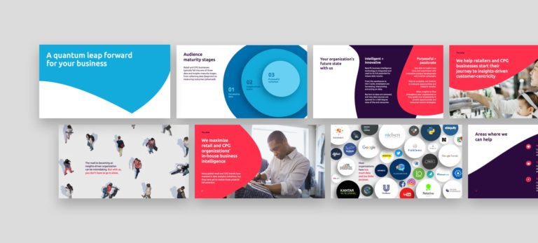 Mockup example of sales deck slides for Walker Sands sales enablement offering