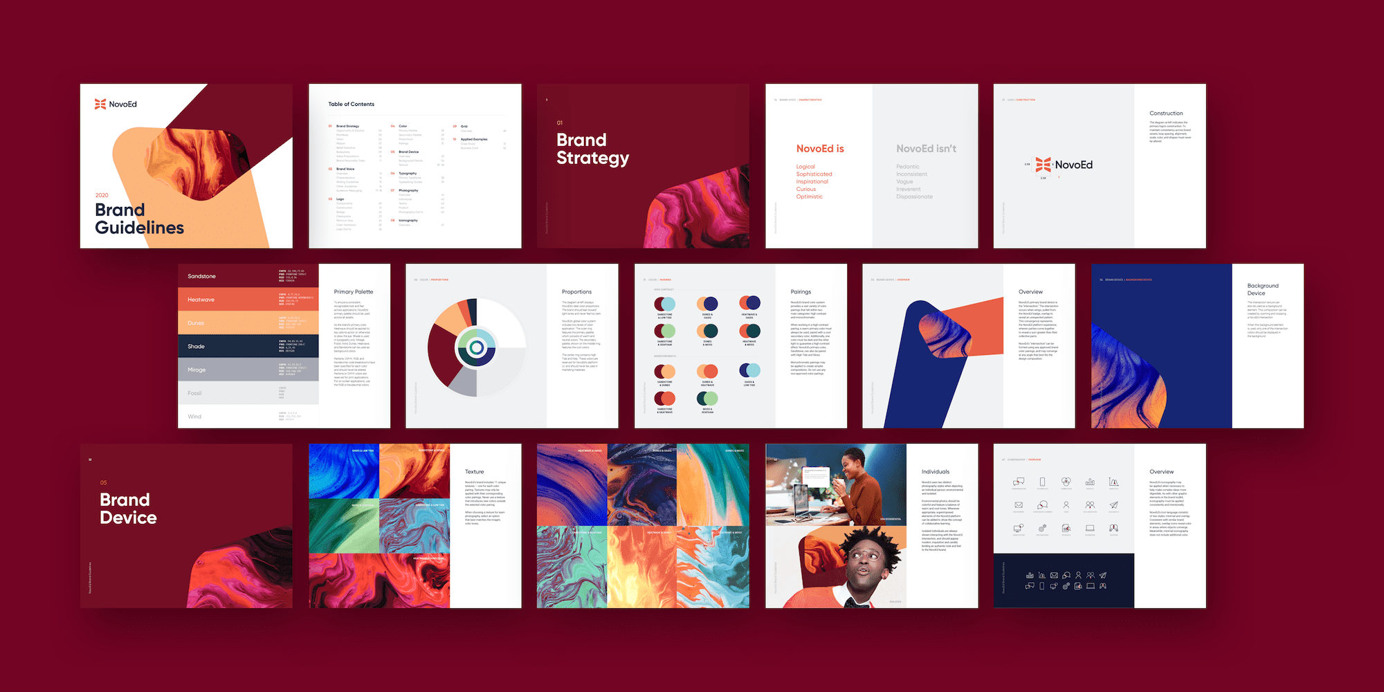 Mockup of NovoEd's new brand guidelines
