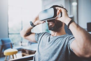man wearing VR headset
