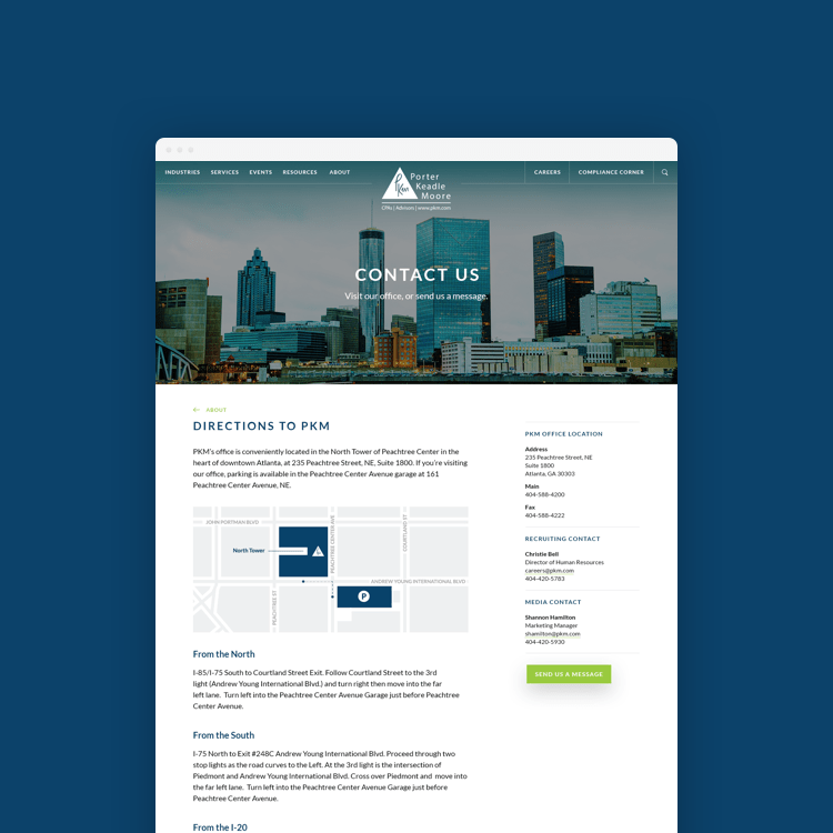 PKM redesigned contact page