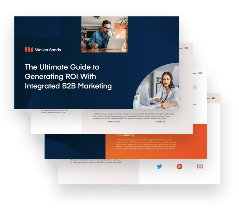 Mockup of The Ultimate Guide to Generating ROI With Integrated B2B Marketing ebook