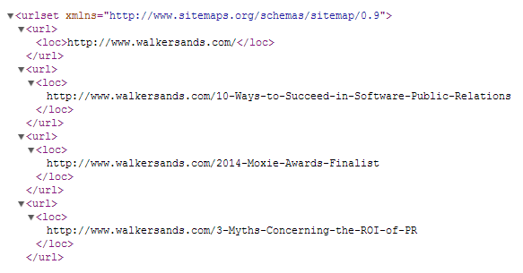 Image showing how sitemap file should look