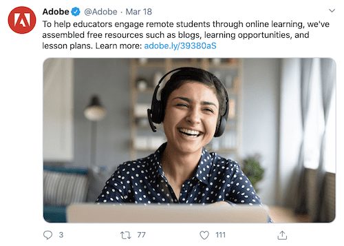 Adobe online learning tweet