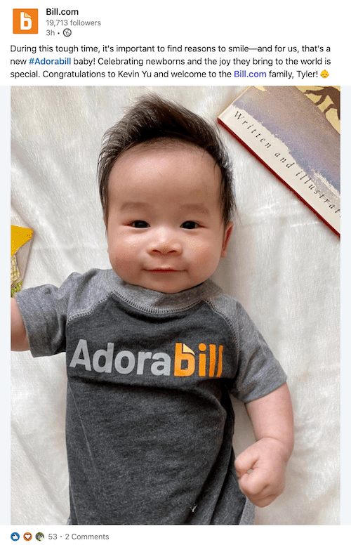 Bill.com adorabill Facebook post