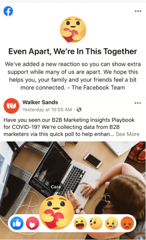Walker Sands Facebook Post Support Reaction