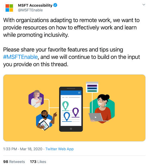 Microsoft remote work tweet