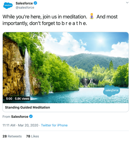 Salesforce meditation tweet