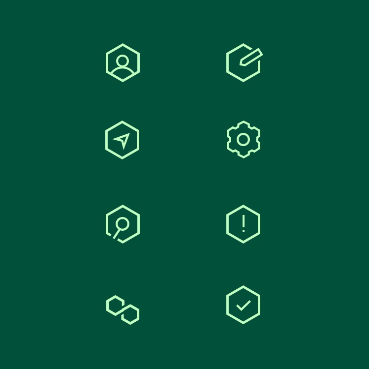 Mockup of Hub Group's new icons under the new brand