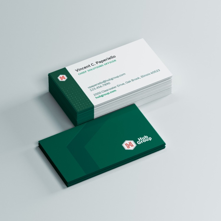 Mockup of Hub Group business cards