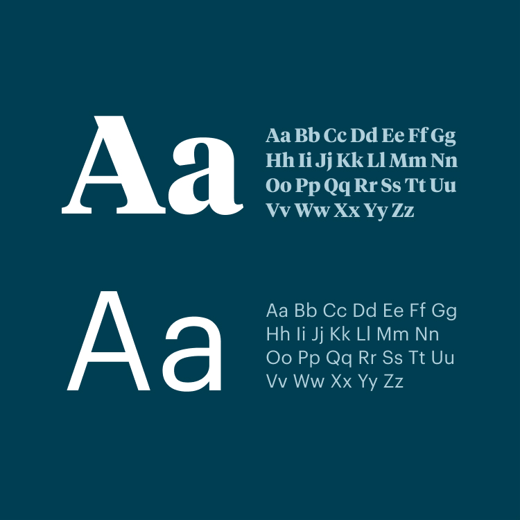 two sets of alphabets using social solutions brand fonts