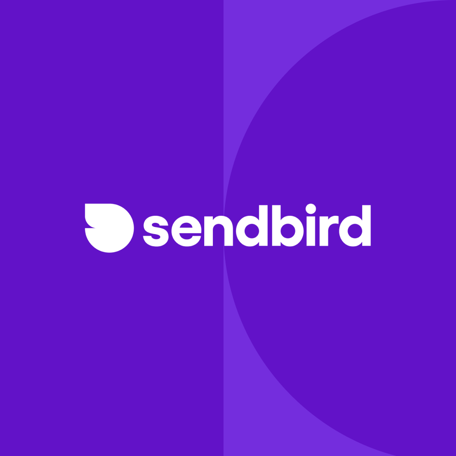 Sendbird logo on purple background