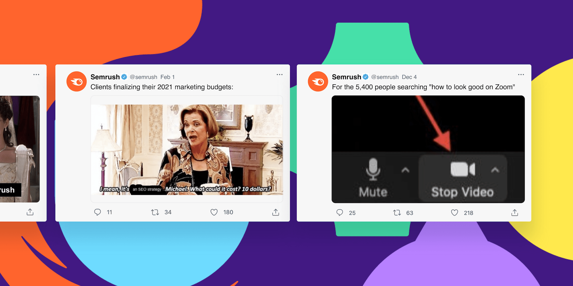 Mockup of two Semrush tweets