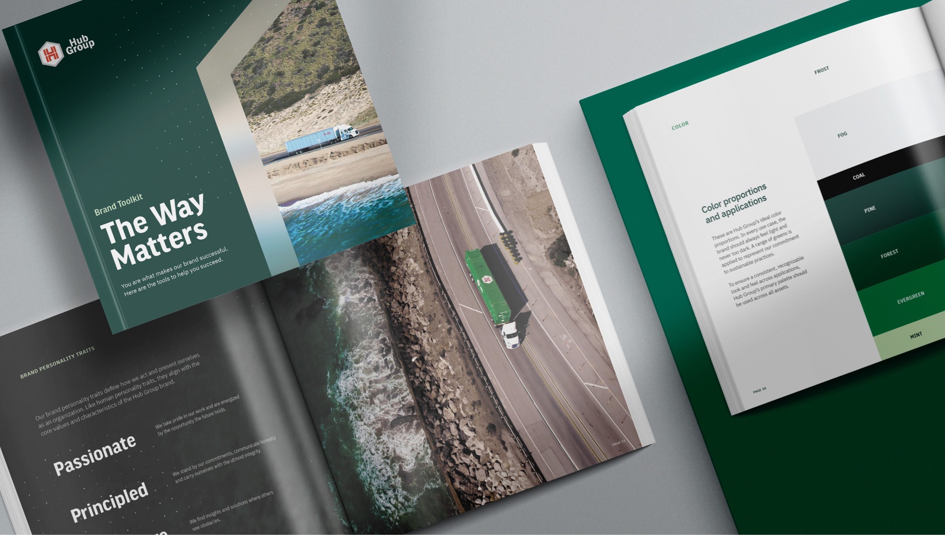 Mockup of Hub Group physical brand guidelines book