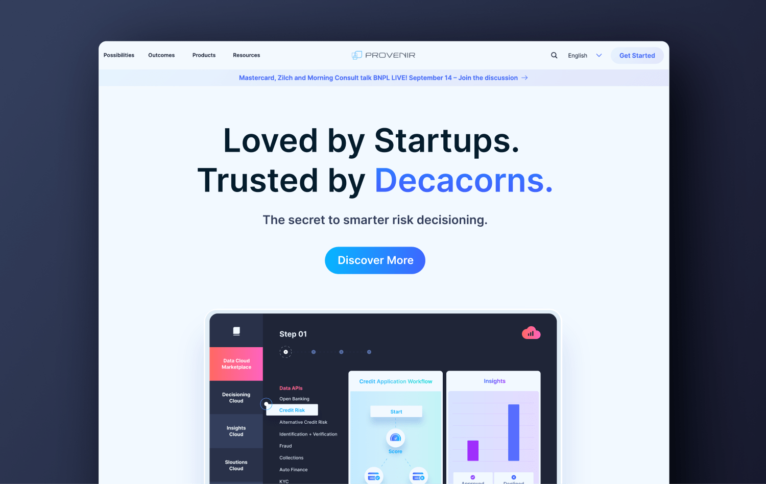 Mockup of Provenir's redesigned website.