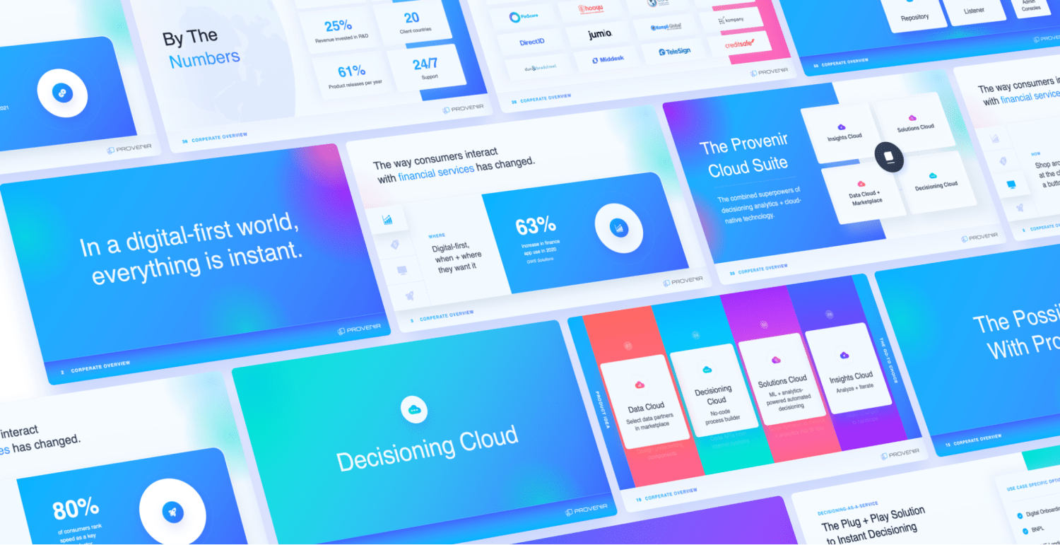 Mockup highlighting Provenir's new brand voice and color application.