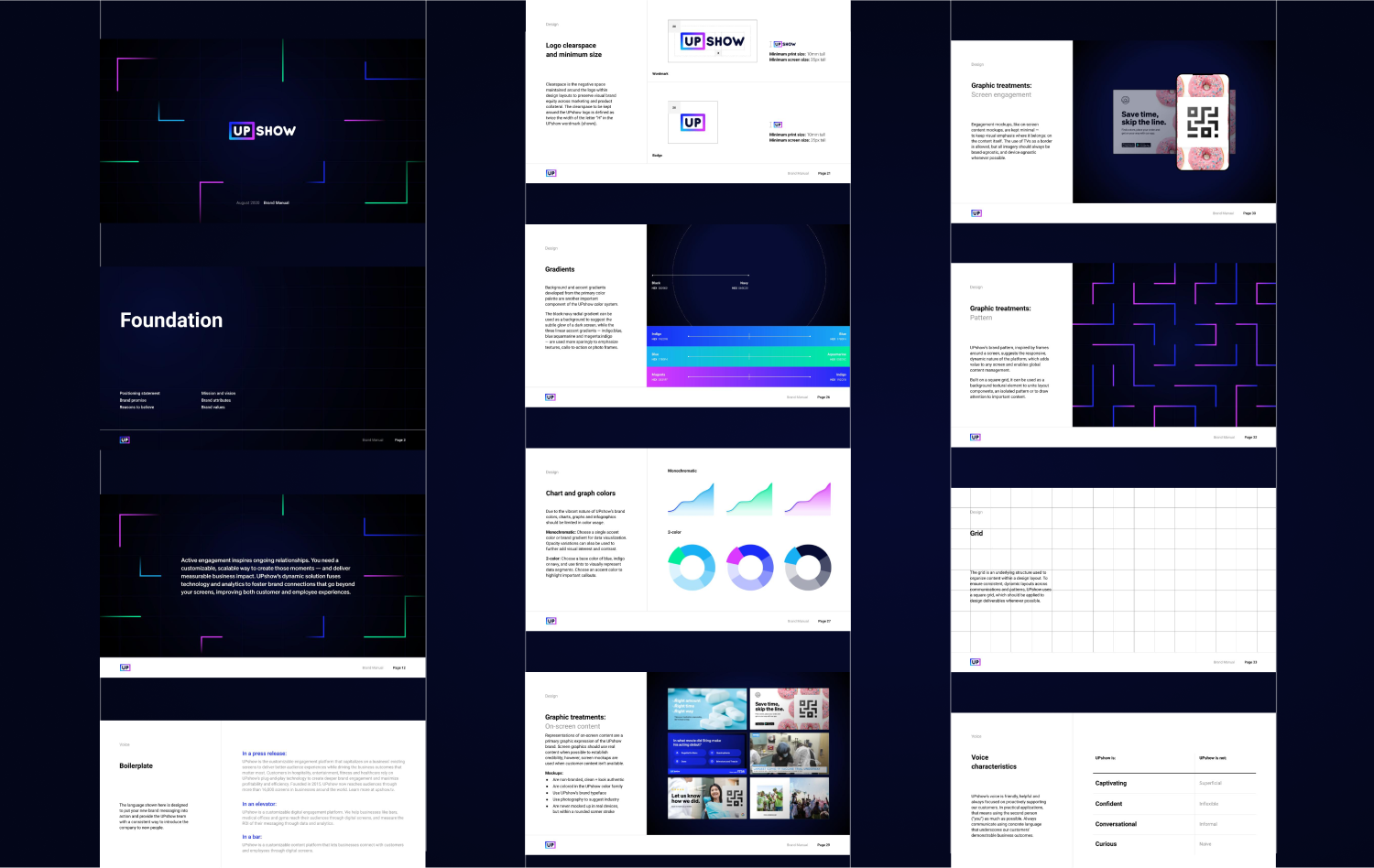 Mockup of UPshow's new brand guidelines.
