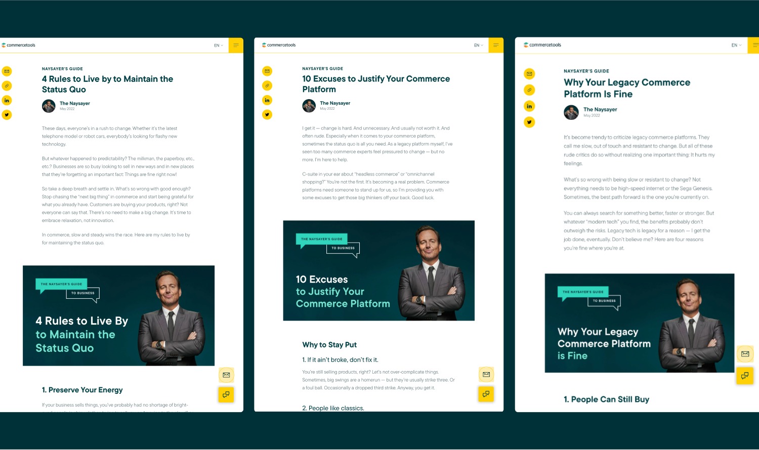Three Nayser's Guide blog posts from commercetools' website