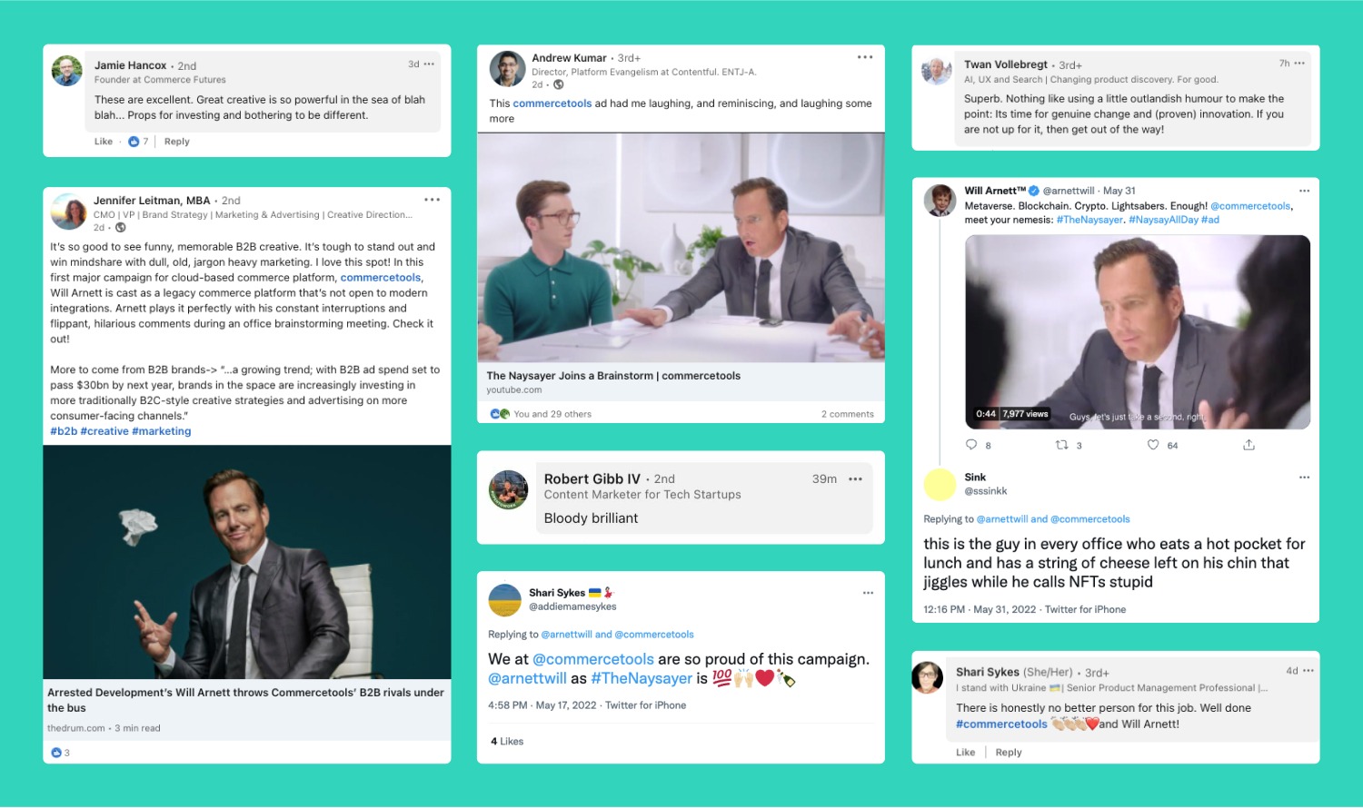 Mockup showing organic social reactions to the Naysayer campaign