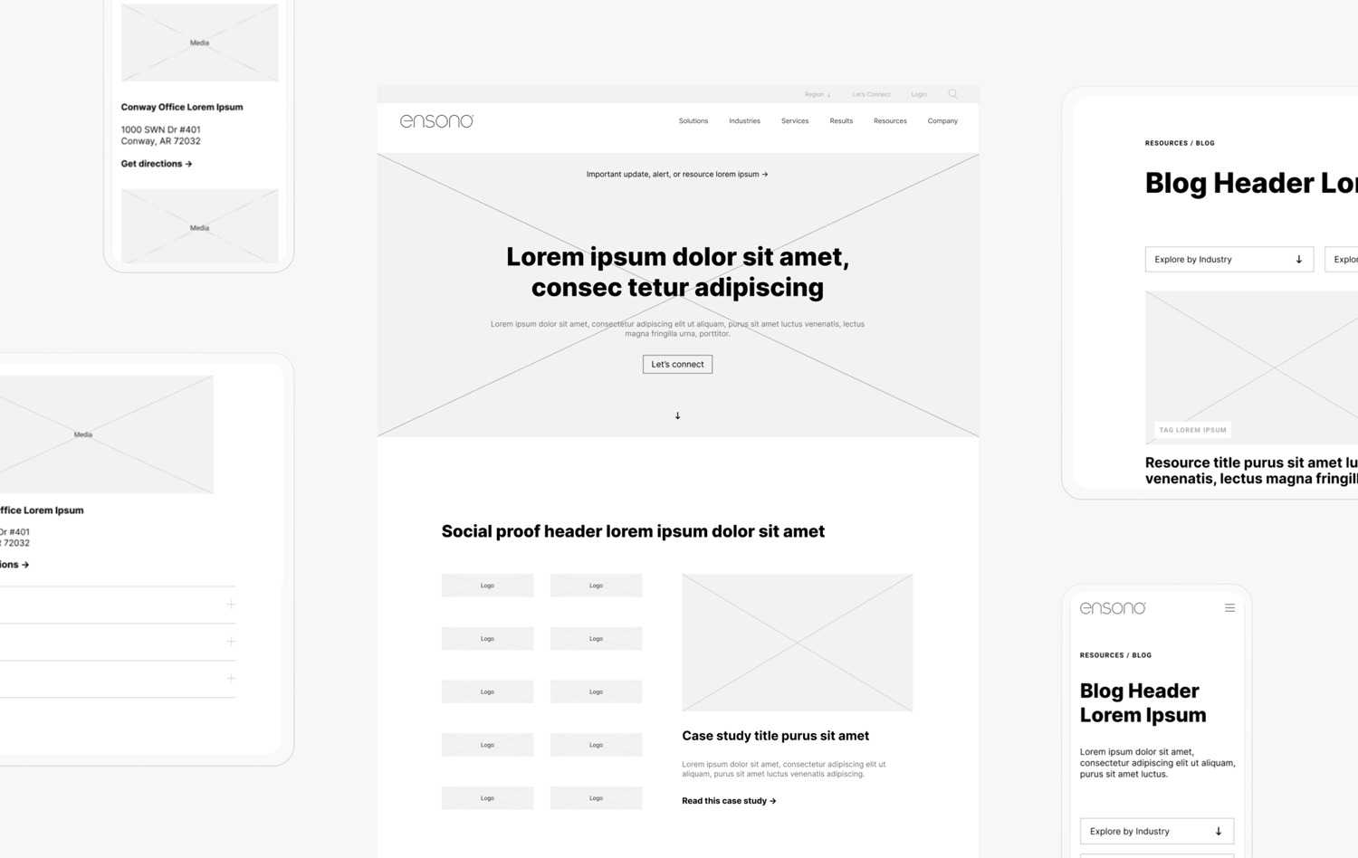 Ensono website wireframes