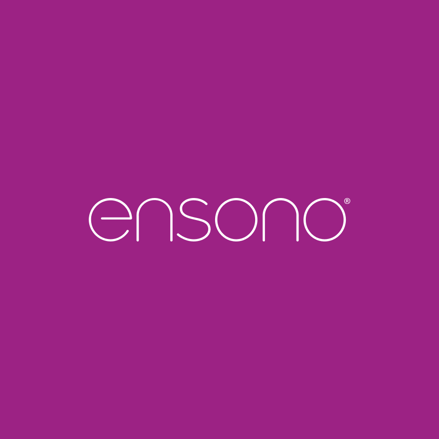 the ensono wordmark logo against a purple background