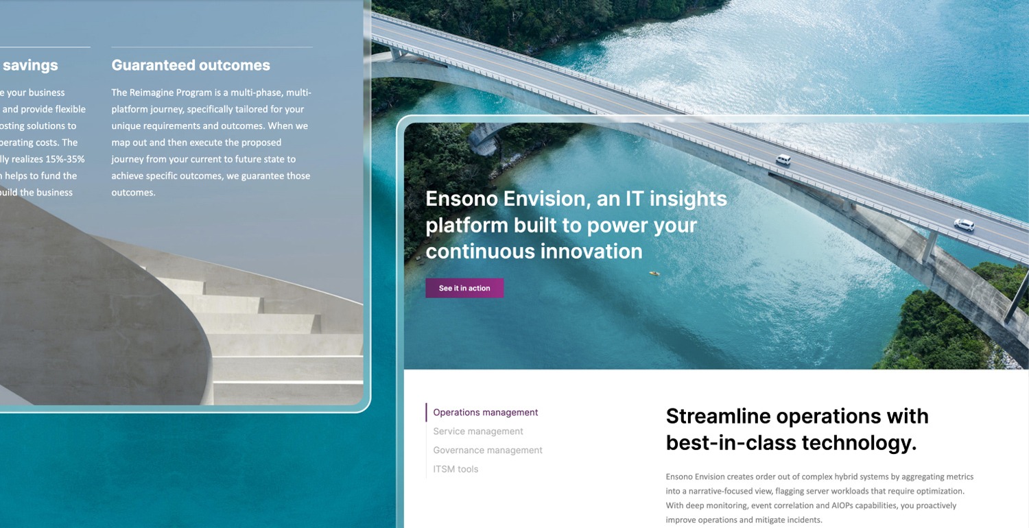 Ensono website mockup