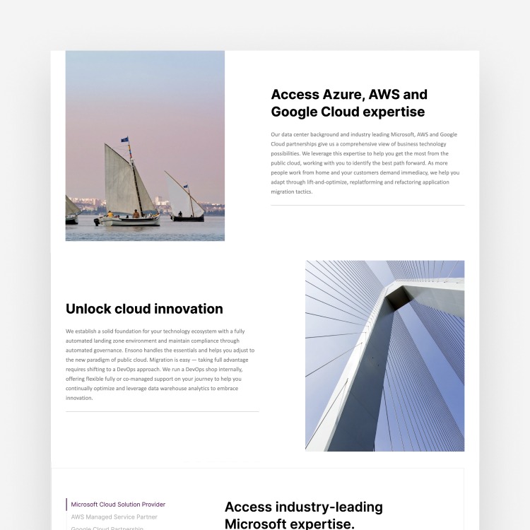 Ensono webpage mockup
