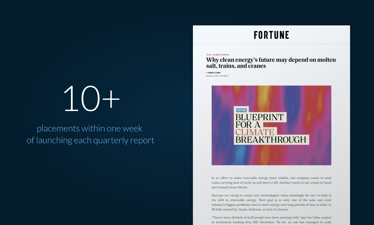 LevelTen media results and mockup of Fortune media placement.