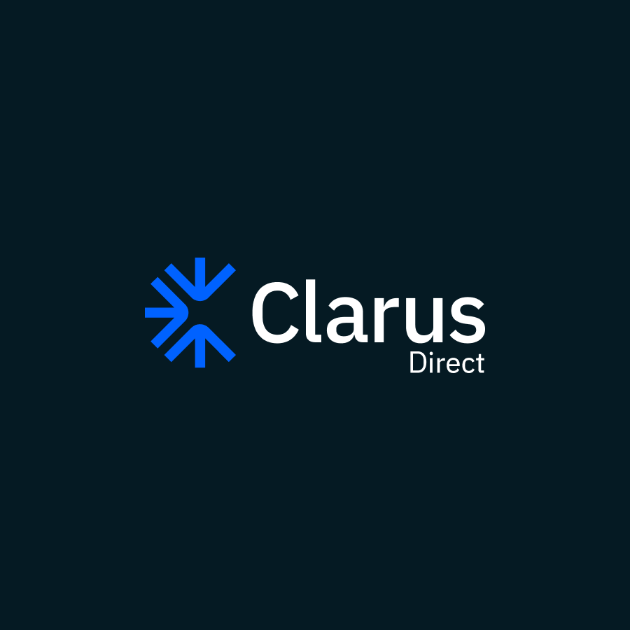 Clarus direct logo on a dark background