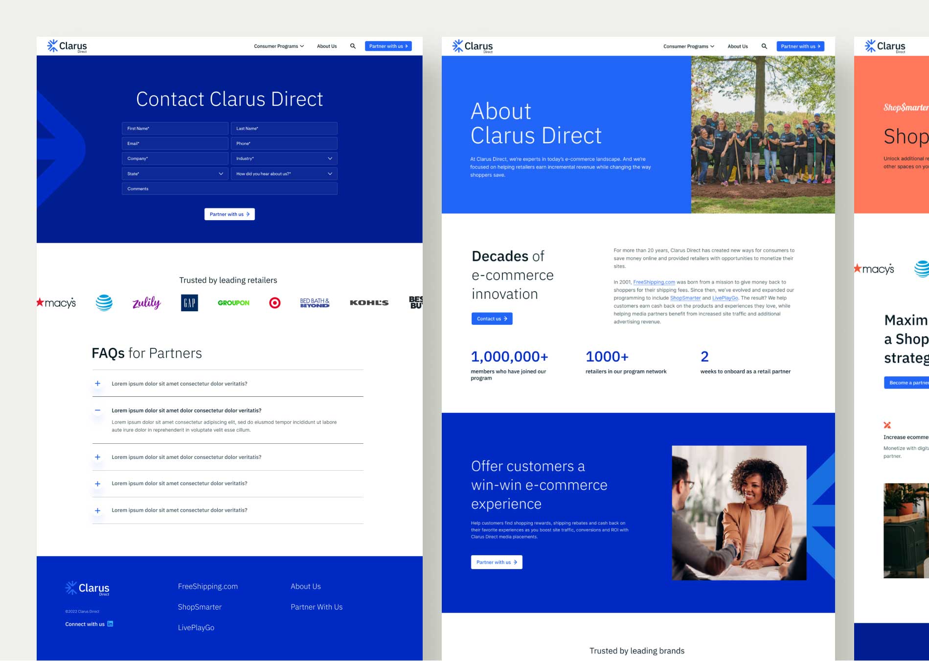 Clarus Direct landing page mockups