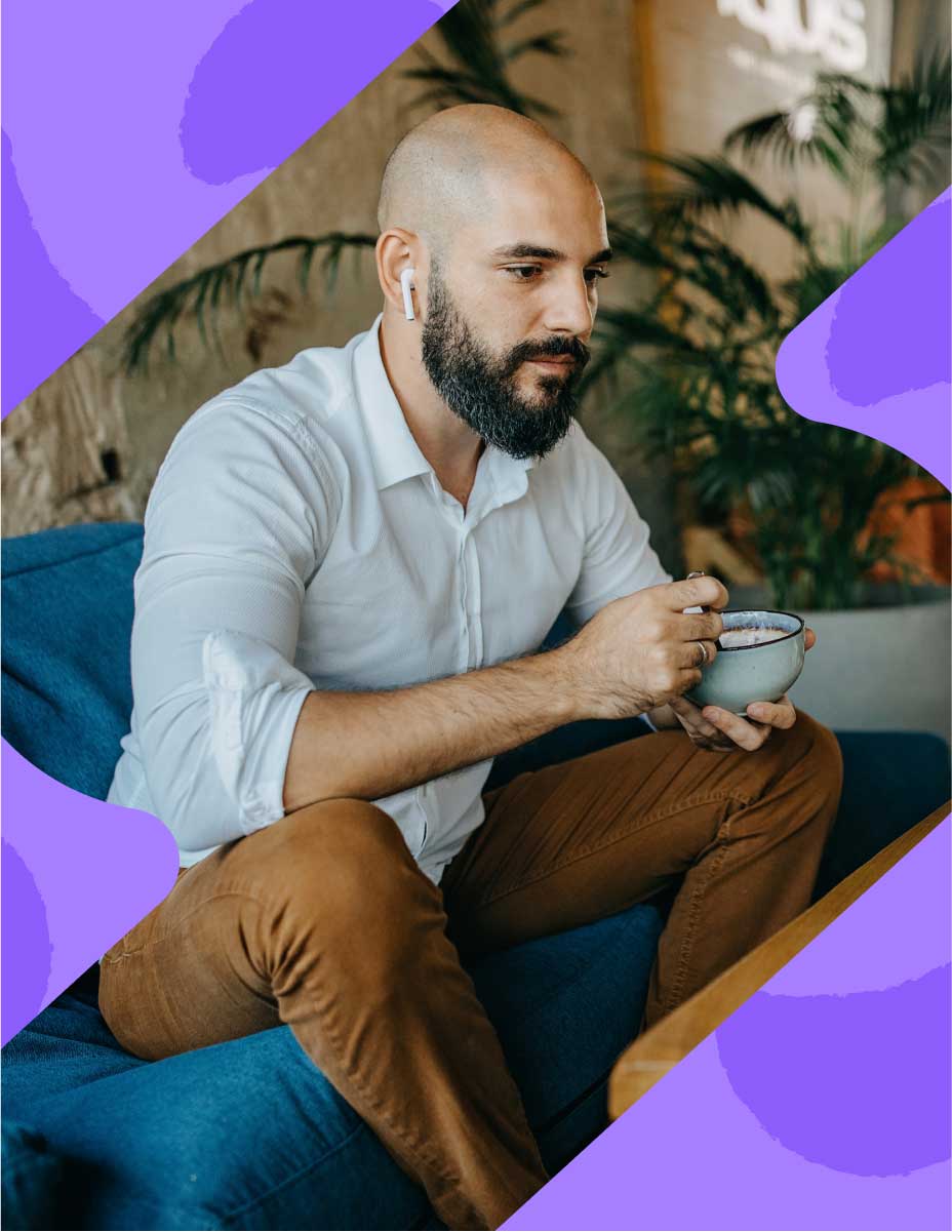 man with bowl with ebbo image mask