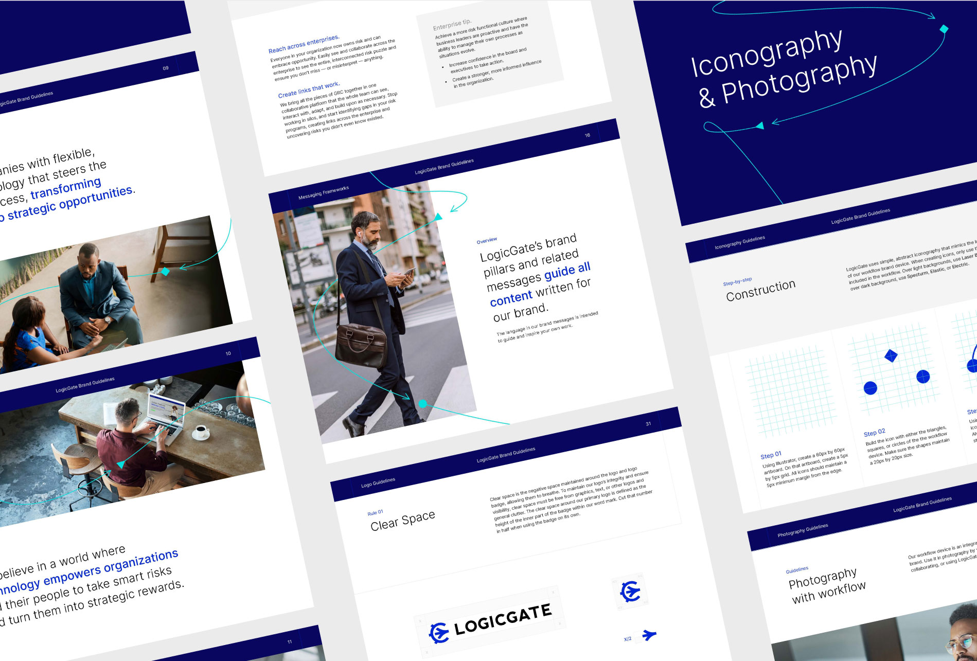 Mockup of LogicGate brand guidelines