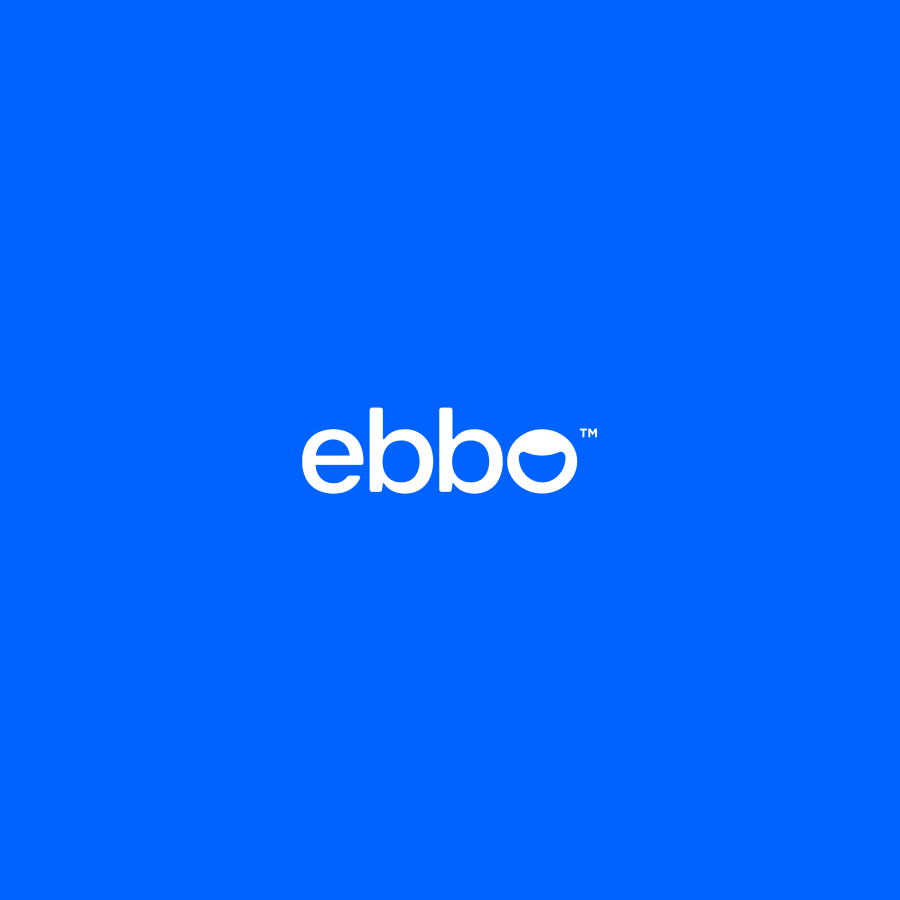 ebbo logo on a bright blue background