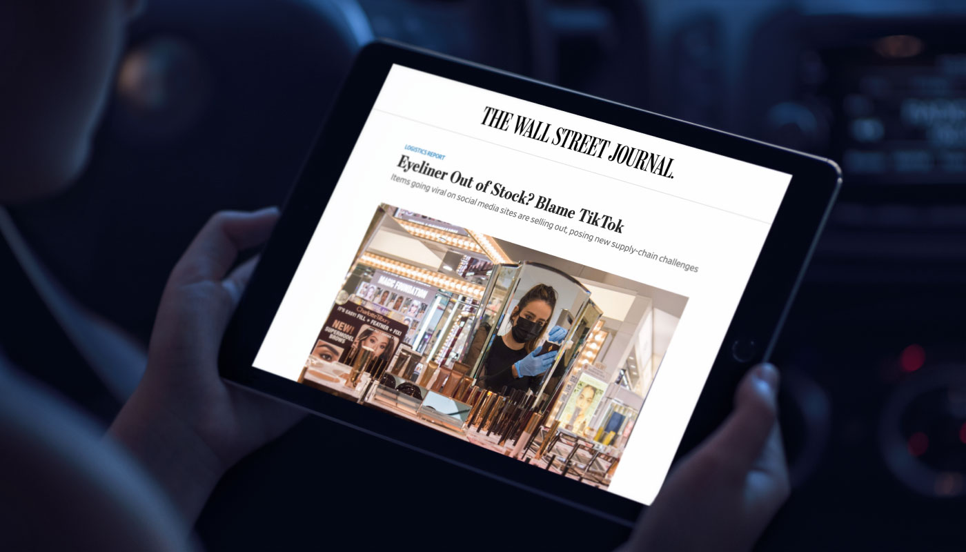 Mockup of Wall Street Journal placement on tablet