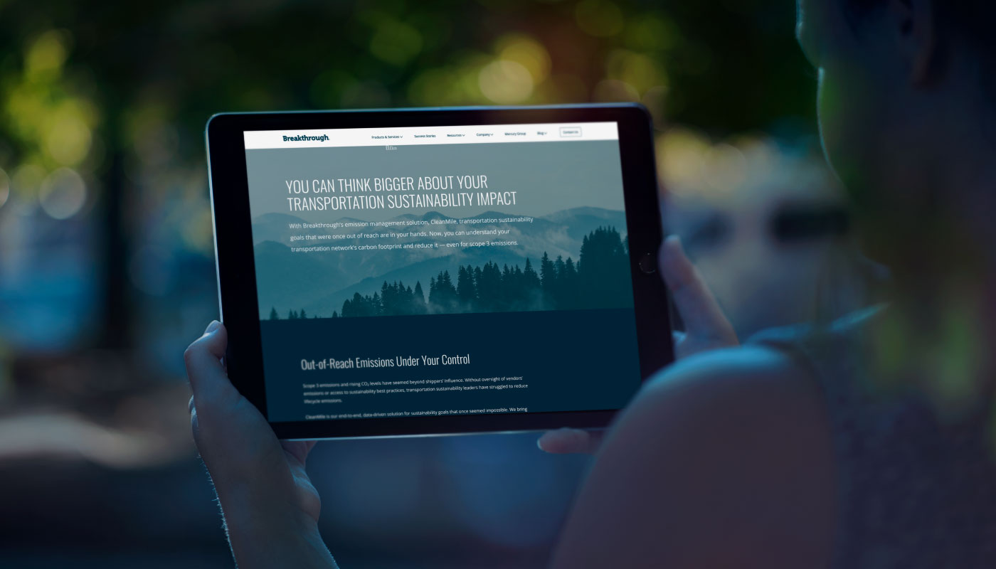 Mockup of Breakthrough website on tablet