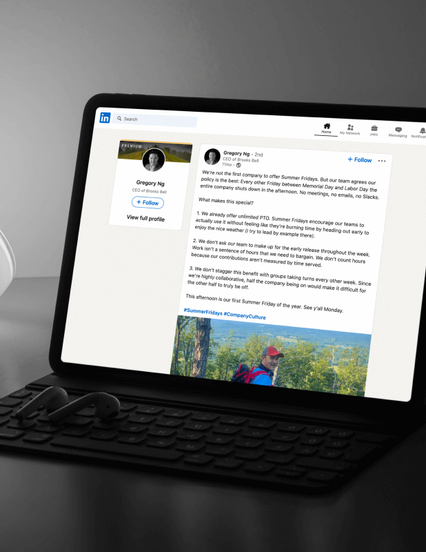 Mockup of LinkedIn article on black iPad